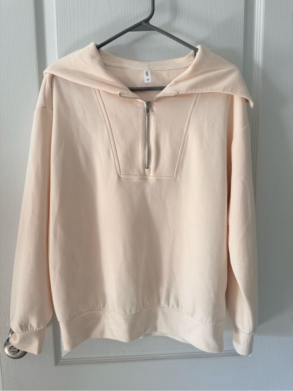 Women's Zip-Front Pullover Sweater in Soft Blush